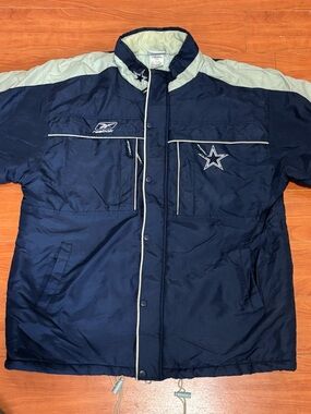 Reebok Navy and Light Gray Puffer Jacket with Star Logo